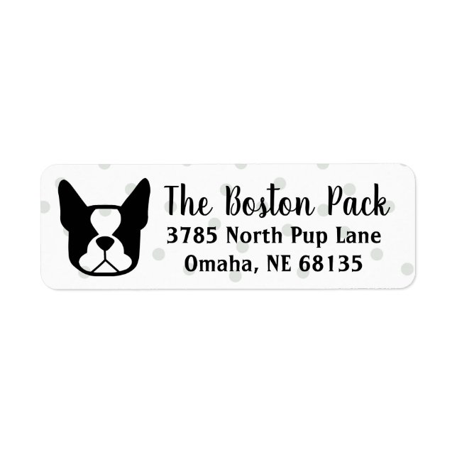 Custom Boston Terrier return address label sticker (Front)
