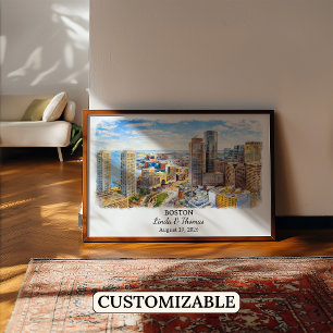 Custom Boston Wall Art, Massachusetts Poster