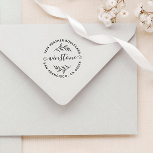 Custom Botanical Family Name Return Address Self-inking Stamp