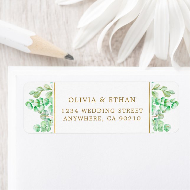 Custom Botanical Gold Greenery Return Address (Insitu)