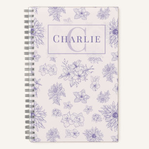 Custom Botanical Monogram Personalised Pet Spiral Notebook
