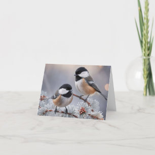 Custom Boutique Winter Chickadee Holiday Card