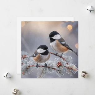 Custom Boutique Winter Chickadee Holiday Card