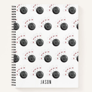 Custom Bowling Ball & Pins Custom Name Notebook
