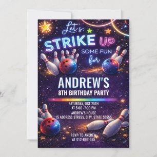 Custom bowling birthday invitation