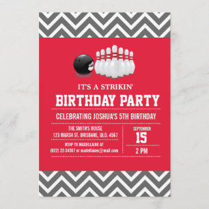 Custom Bowling Birthday Party Invitation for Boy