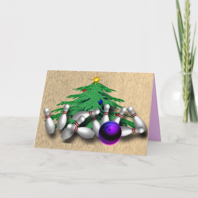 Custom Bowling Greetings Holiday Card (Front)
