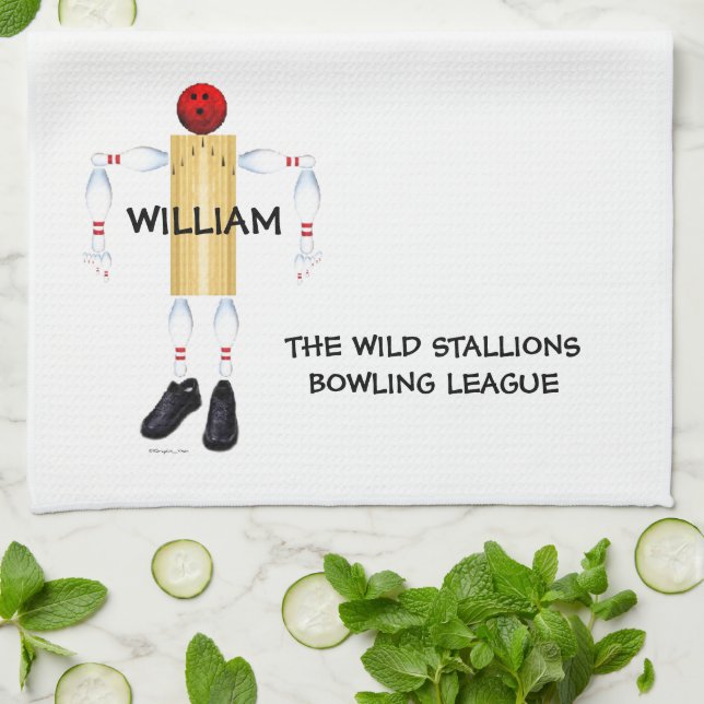 Custom Bowling League Tea Towel (Folded)