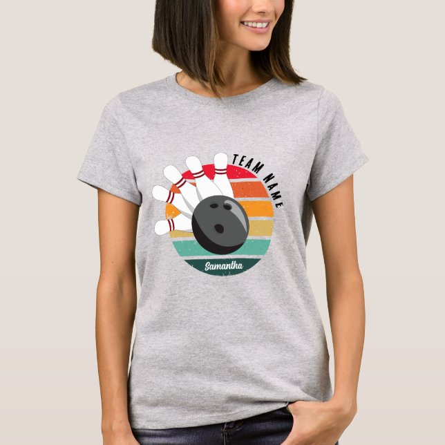 Custom Bowling Pins Team & Player Name  T-Shirt (Front)