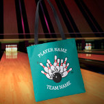 Custom Bowling Team Logo with Player & Team Name Tote Bag<br><div class="desc">Our easily customisable bowling team logo lets you make truly personalised tote bags for each player. Add a player name,  a team name,  pick your colour and size and you're ready to go.</div>