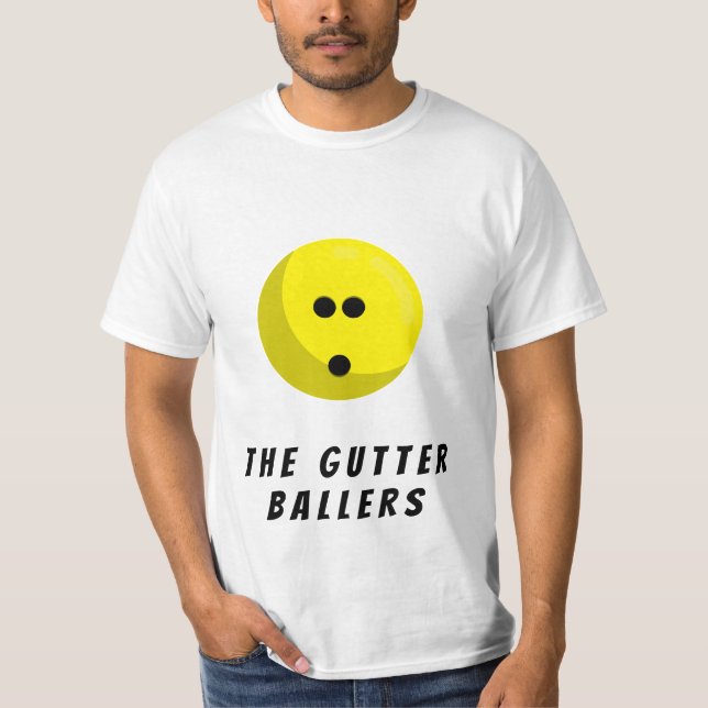 Custom Bowling Team Name | Yellow Bowling Ball T-Shirt (Front)