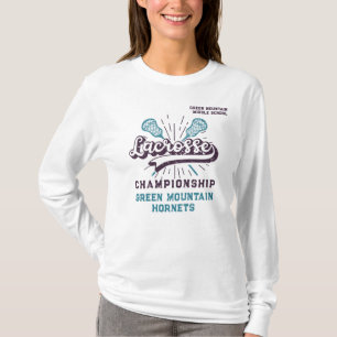 Custom Box Field Lacrosse Team Club Name Number T-Shirt