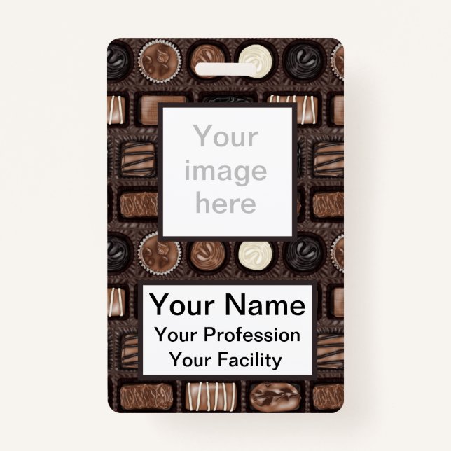 Custom Box of Chocolates Badge ID Badge (Front)