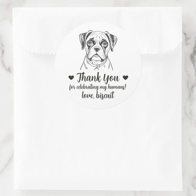 Custom Boxer Dog Wedding Favour Stickers (Bag)