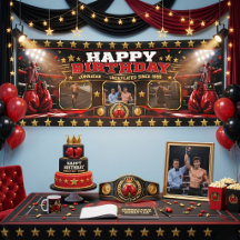 Custom Boxing Birthday Banner Photo Collage