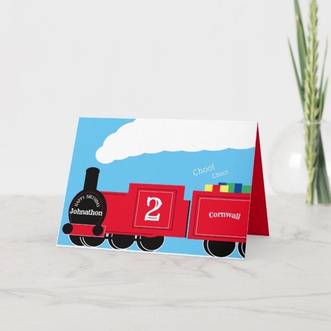 Custom boy 2nd birthday train card (Front)