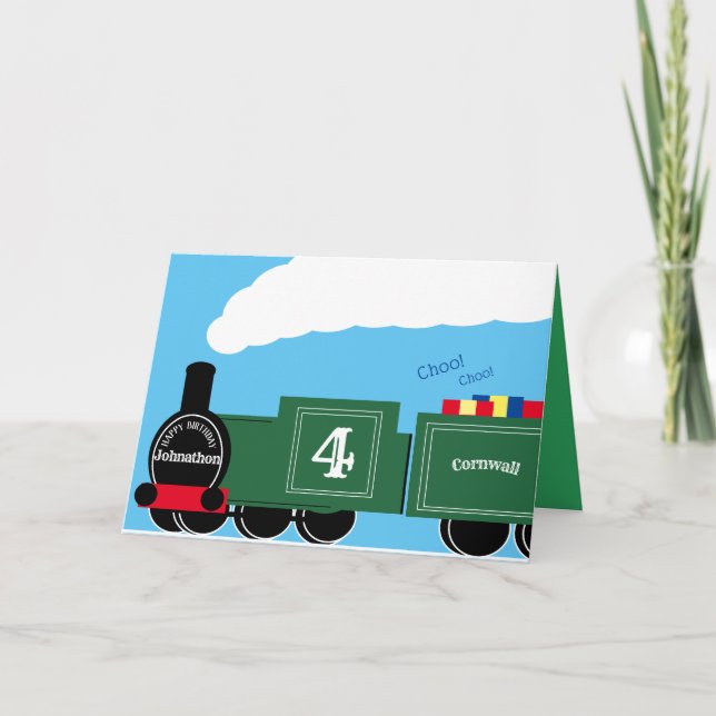 Custom boy 4th birthday train card (Front)
