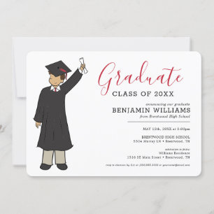 Custom Boy Avatar   High School Graduation Invitation