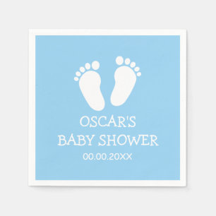 Custom boy baby shower party napkins with feet