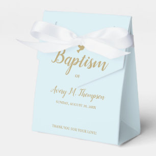 Custom Boy Baptism Blue gold hue dove Script Favour Box