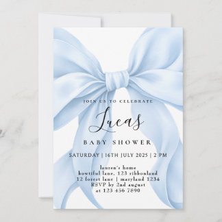 Custom boy blue baby shower invitation