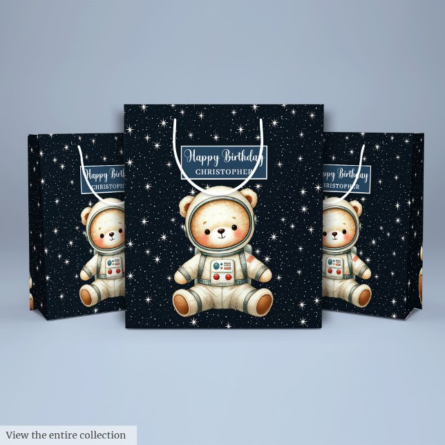 Custom Boy Gift Bag with Teddy Astronaut Theme (Custom Boy Gift Bag with Teddy Astronaut Theme)