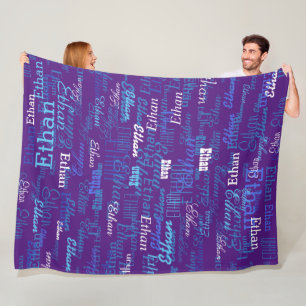 Custom Boy Name Personalized royal-purple color Fleece Blanket
