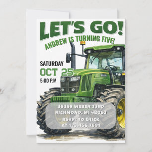 Custom Boy Tractor Birthday party Invitation