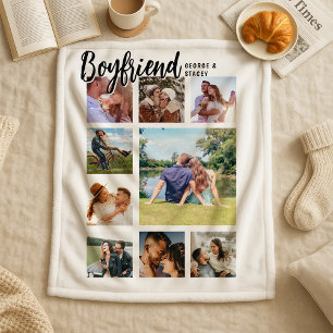 Custom Boyfriend Photo Collage Sherpa Blanket