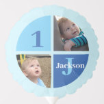 Custom Boys 1st Birthday Photo Blue Birthday Party Balloon<br><div class="desc">Cool 2 photo personalised birthday party balloon for a little boy or toddler. Celebrate your child's 1st birthday with cute photographs of them on this add your own photograph decor gift. Add their name and age.</div>