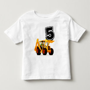 Custom Boy's 5th Birthday Yellow Digger Toddler T-Shirt