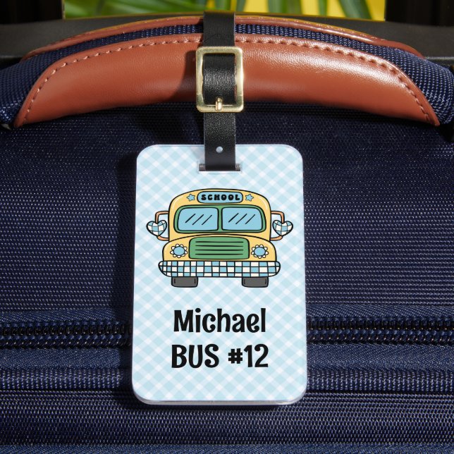 Custom Boys Backpack Tag Bus Info Tag (Front Insitu 2)