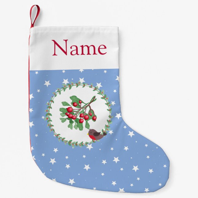 Custom Boys Blue White Star Christmas Stocking (Front)