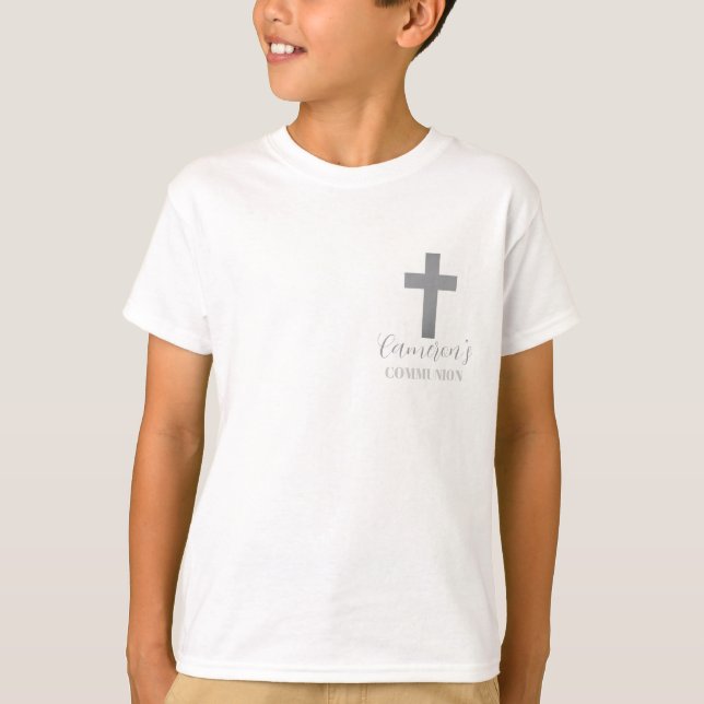 Custom Boys Cross Communion T shirt  (Front)