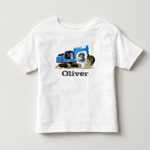 Custom Boy's Name 3rd Birthday Digger Excavator Toddler T-Shirt