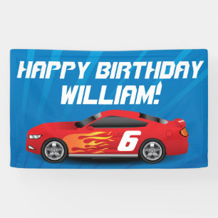 Custom Boys Race Car Birthday Party Banner