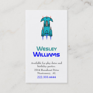 Custom Boy's Space Ship Play Date Card