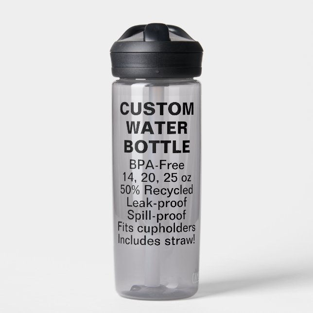 Custom BPA-Free Water Bottle 20oz CHARCOAL GREY (Front)