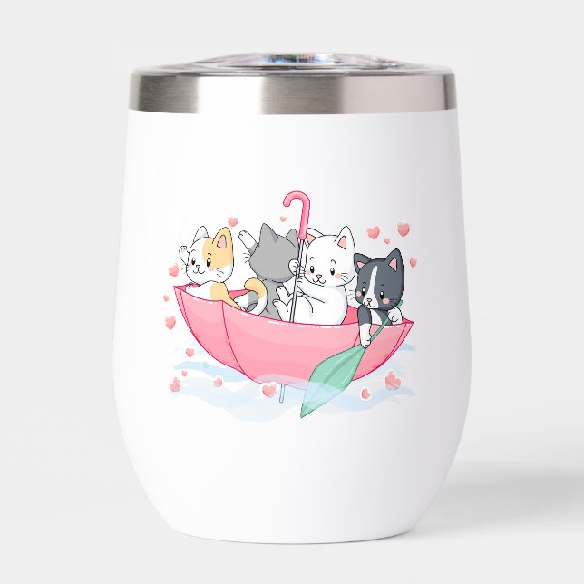 Custom Branded Animal Cat Thermal Wine Tumbler (Front)