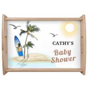 Custom Branded Beach Surf Baby Shower  Serving Tray