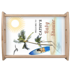 Custom Branded Beach Surf Baby Shower Welcome to Serving Tray
