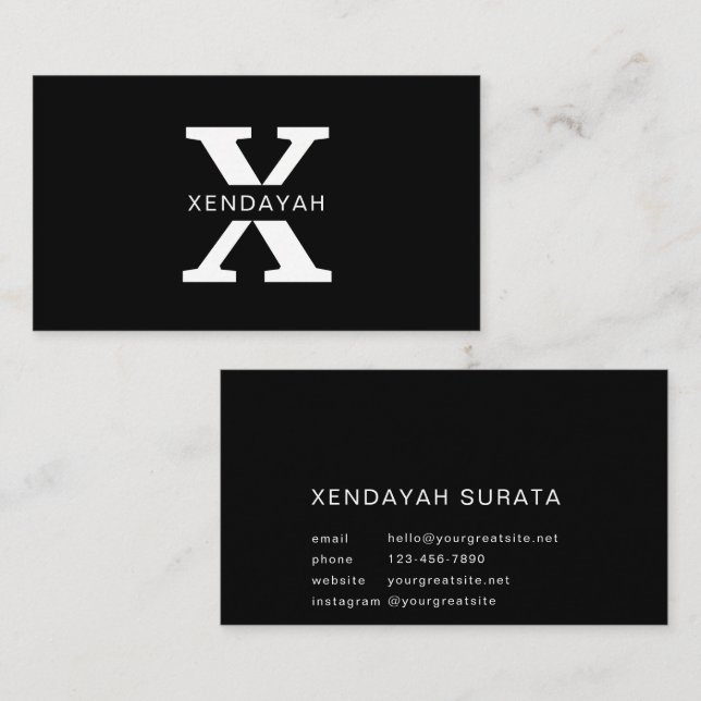 Custom Branded Black and White Minimalist Luxury Business Card (Front/Back)