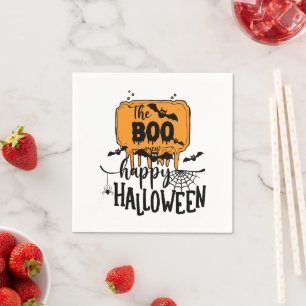 Custom Branded Black and White Spooky Halloween Napkin