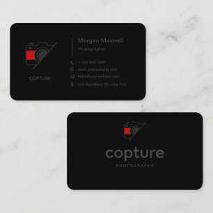 Custom Branded Black Simple Clean Photography  Business Card
