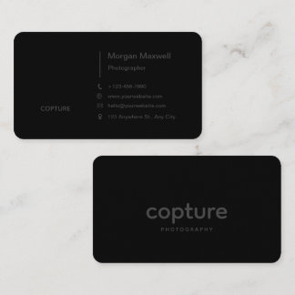 Custom Branded Black Simple Clean Photography Business Card