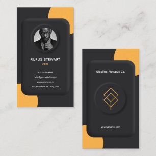 Custom Branded Black Yellow Elegant 3D Business Card