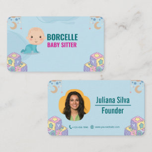 Custom Branded Blue Baby Sitter Business Card