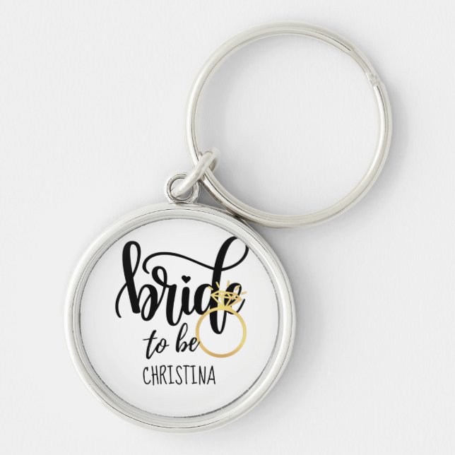 Custom Branded Bride-to-Be Bachelorette Bridal Key Ring (Front)