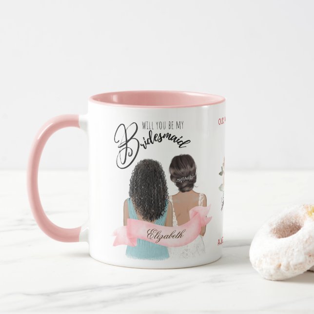 Custom Branded Bridesmaid Proposal Bridal Party Mug (With Donut)