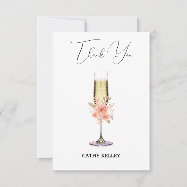 Custom Branded Brunch and Bubbly Bridal Shower Thank You Card (Front)
